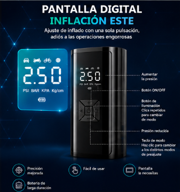 InflatePro™ – Inflador Digital Portátil con Pantalla LED