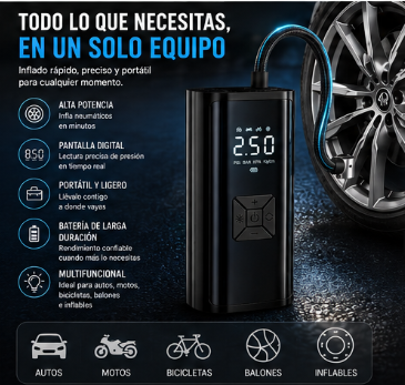 InflatePro™ – Inflador Digital Portátil con Pantalla LED